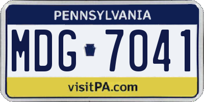 PA license plate MDG7041