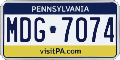 PA license plate MDG7074