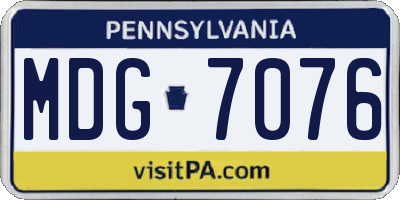 PA license plate MDG7076