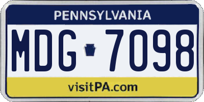 PA license plate MDG7098