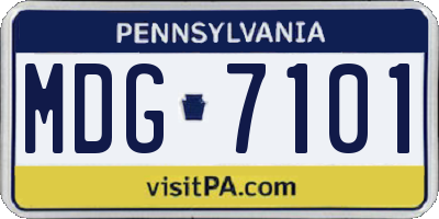 PA license plate MDG7101