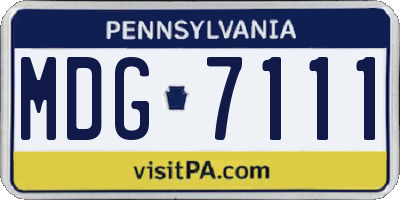 PA license plate MDG7111
