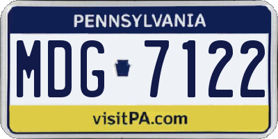 PA license plate MDG7122