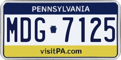 PA license plate MDG7125