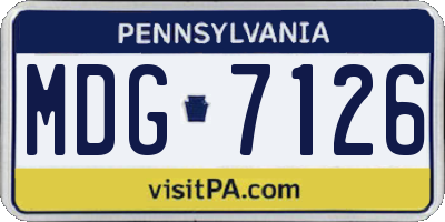PA license plate MDG7126
