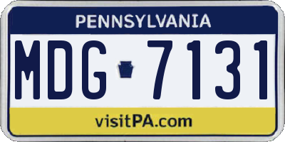 PA license plate MDG7131