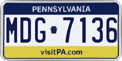 PA license plate MDG7136