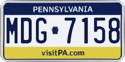 PA license plate MDG7158