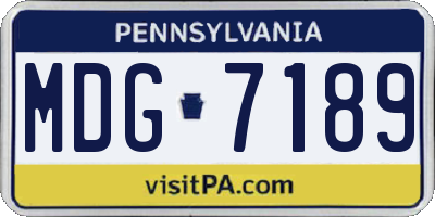 PA license plate MDG7189