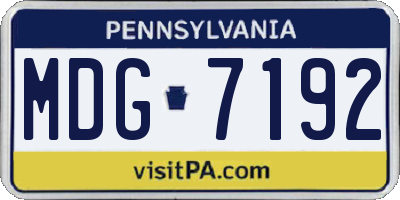 PA license plate MDG7192