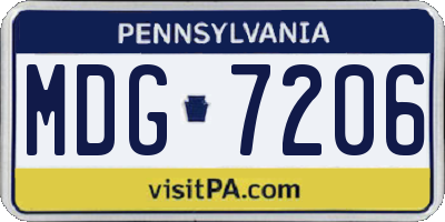 PA license plate MDG7206
