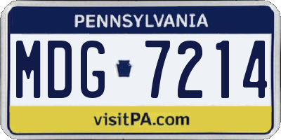 PA license plate MDG7214