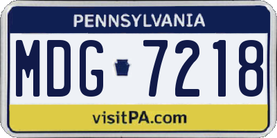 PA license plate MDG7218