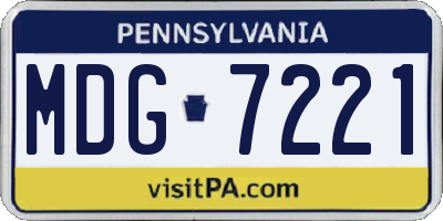 PA license plate MDG7221