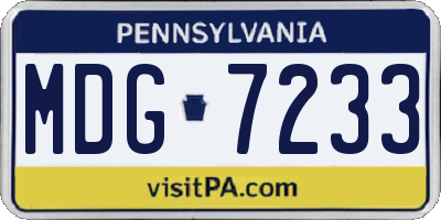 PA license plate MDG7233