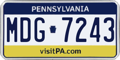PA license plate MDG7243