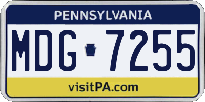 PA license plate MDG7255