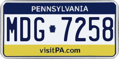PA license plate MDG7258
