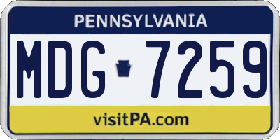 PA license plate MDG7259