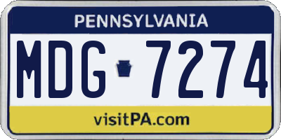 PA license plate MDG7274