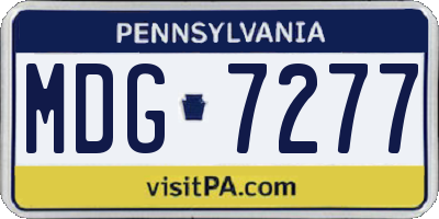 PA license plate MDG7277