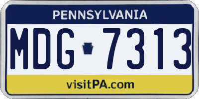 PA license plate MDG7313