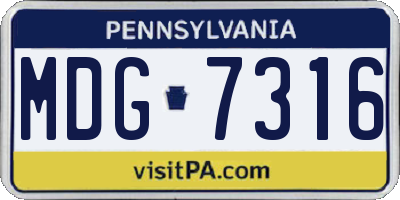 PA license plate MDG7316