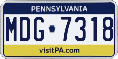 PA license plate MDG7318