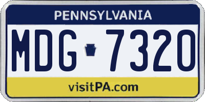 PA license plate MDG7320