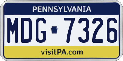 PA license plate MDG7326