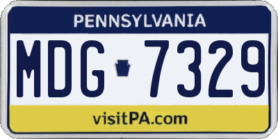 PA license plate MDG7329