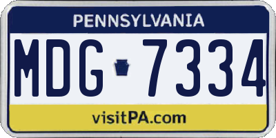 PA license plate MDG7334