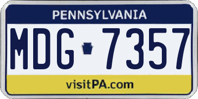 PA license plate MDG7357