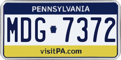 PA license plate MDG7372
