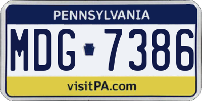 PA license plate MDG7386