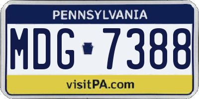 PA license plate MDG7388