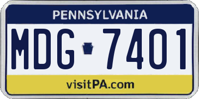 PA license plate MDG7401