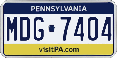 PA license plate MDG7404