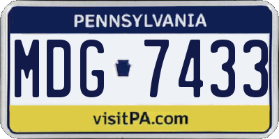 PA license plate MDG7433