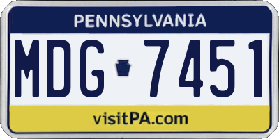 PA license plate MDG7451