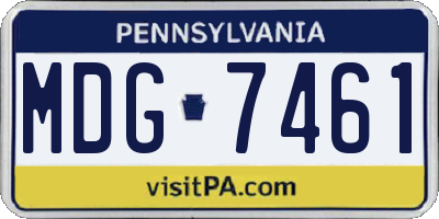 PA license plate MDG7461