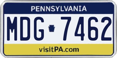 PA license plate MDG7462