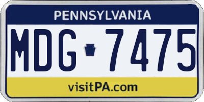 PA license plate MDG7475