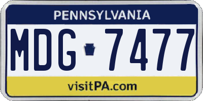 PA license plate MDG7477