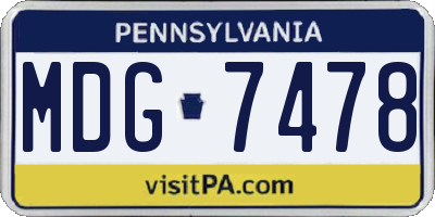 PA license plate MDG7478