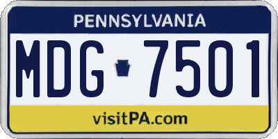 PA license plate MDG7501