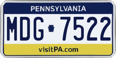 PA license plate MDG7522