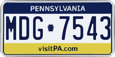 PA license plate MDG7543