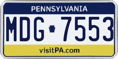 PA license plate MDG7553