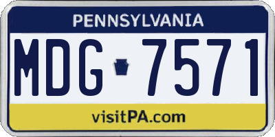PA license plate MDG7571